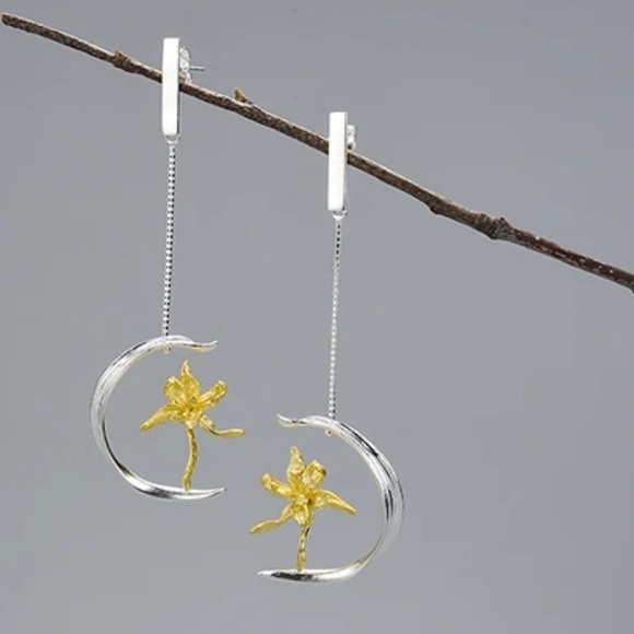 🎁 925 Silver Artisan Handmade The Zahyr Palm Tree Earrings - Picture 7 of 10